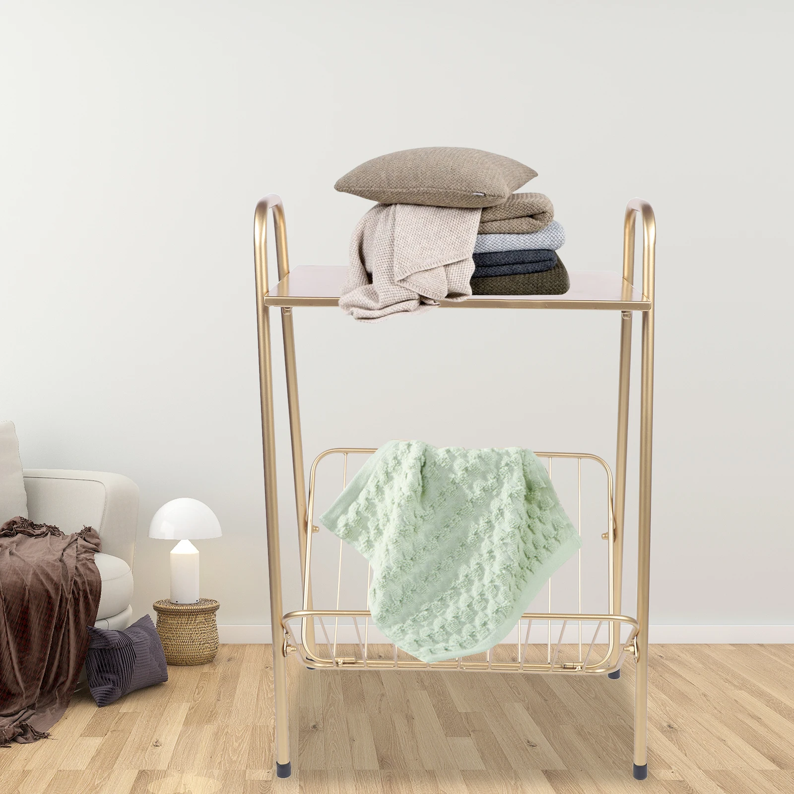 Iron Art Disassembly Small Coffee Table, Living Room Sofa Bedroom Bedside Corner Table, Newspaper Storage Magazine Rack