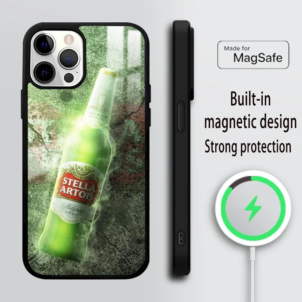 s-stella and beer Phone Case For iPhone 16 15 14 13 12 11 Pro Max Plus Mini Mirror Wireless magnetic case