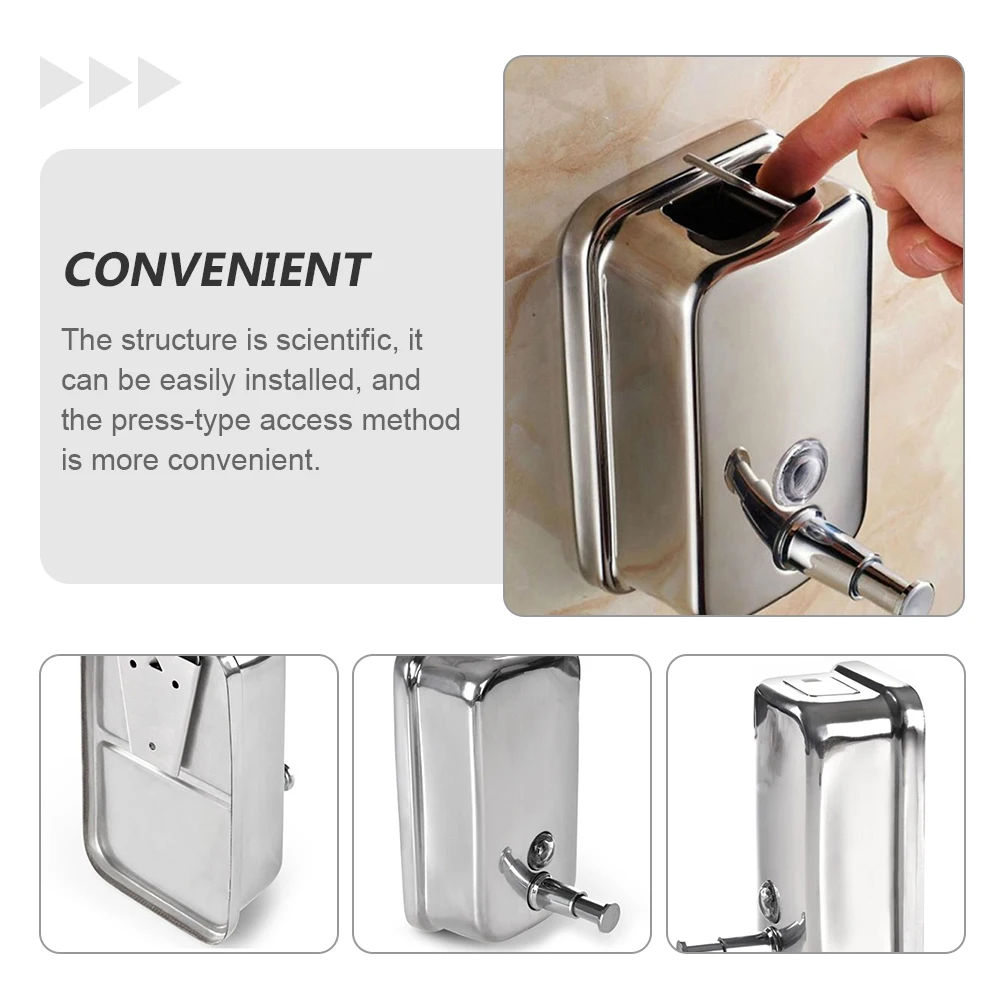 

Soap Dispenser Bottle Wall Mount Silver Manual Shampoo Conditioner Large Capacity Stainless Steel Bathroom Container Easy