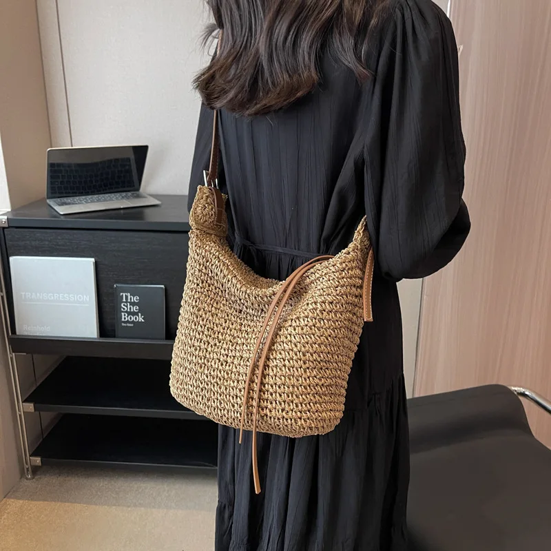 Fashion Summer Straw Crossbody Bag Women Beach Holiday Shopping Woven Shoulder Handbag Messenger Purses For Women Bags