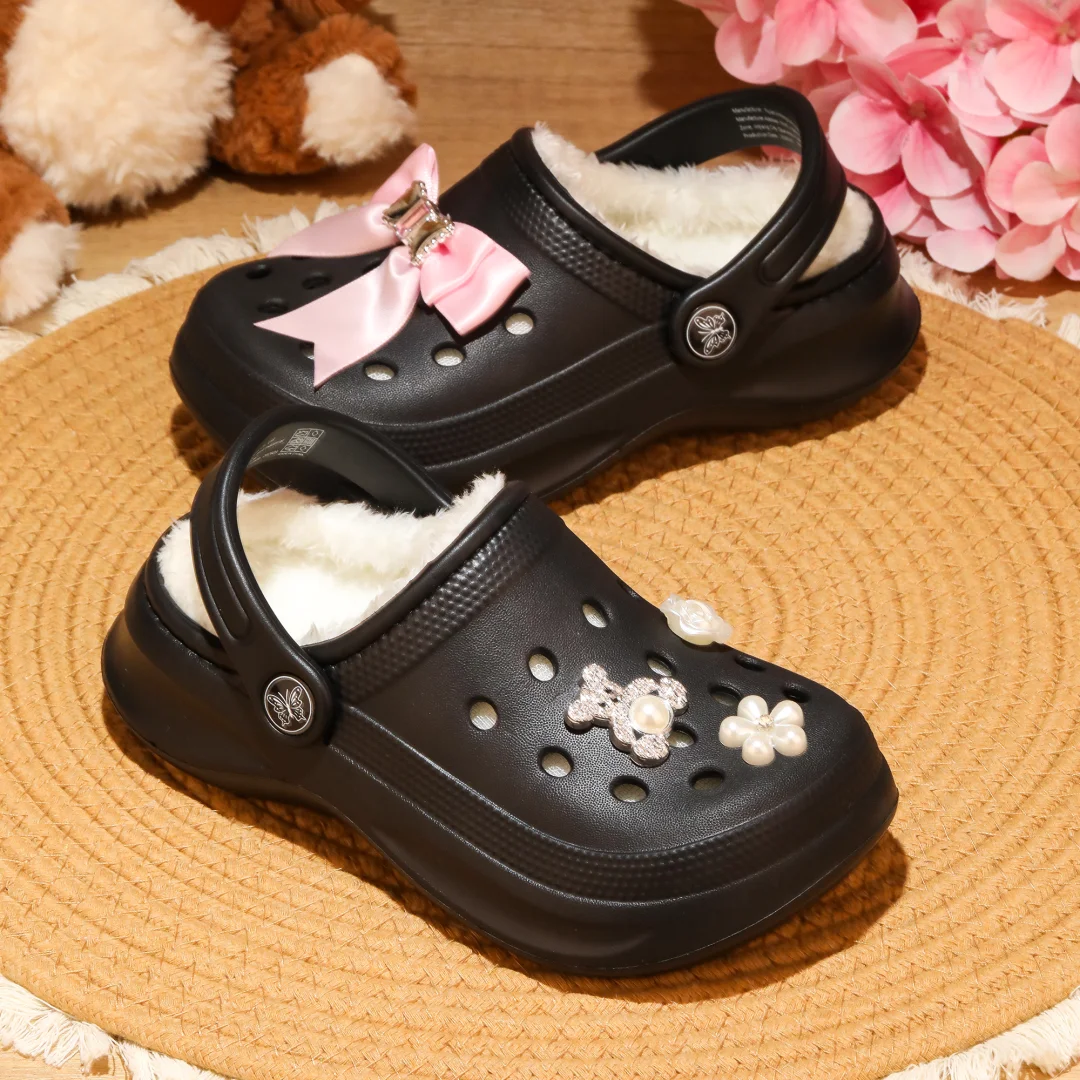 Kinder-Clogs und -Mules mit Fellfutter, leichte Garten-Schuhe mit Baumwollfutter, warme Hausschuhe für Jungen, Mädchen und Kleinkinder, 168. – Detail 14