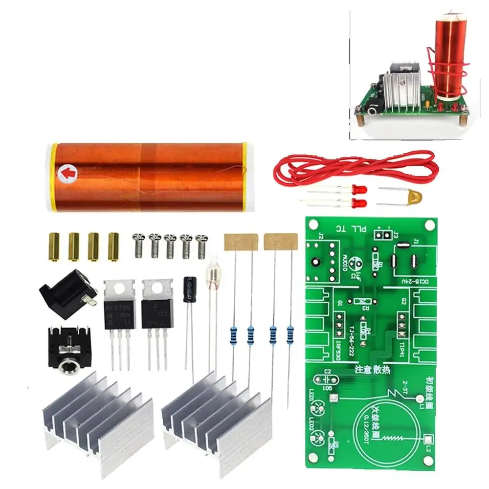 1 Set Mini Coil Kit 15W Mini Music Coil Plasma Speaker Tesla Wireless Transmission DC 15-24V DIY Kits