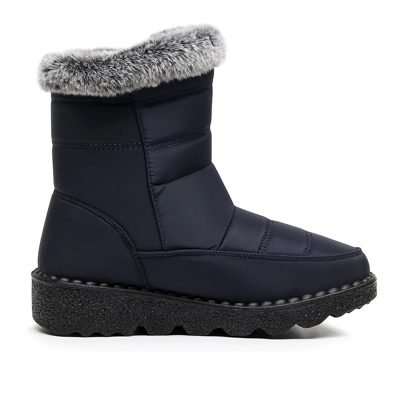 Damen-Winterstiefel bis zur Wadenmitte, wasserdicht, mit Kunstfell gefüttert, mit Klettverschluss, rutschfest, dicke Sohle, warme Outdoor-Stiefel für kaltes Wetter. – Detail 9