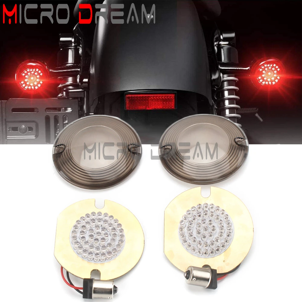 Motor Front Rear Patch 1156 LED Turn Signal Inserts Light Smoke Lens For Harley Heritage Softail Deluxe Electra Glide Classic