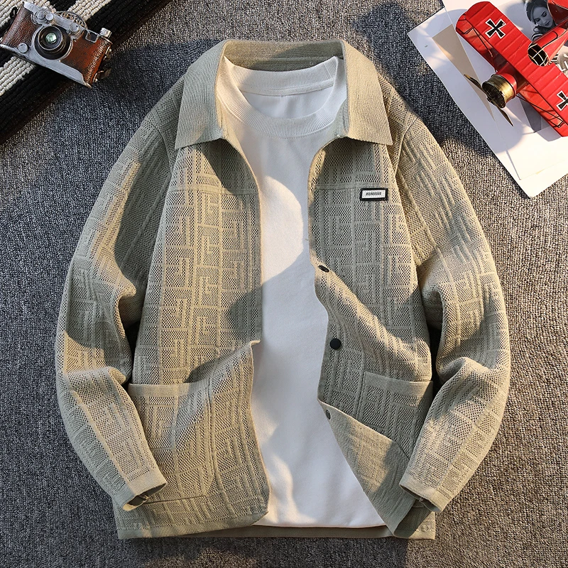 

Вязаный кардиган мужской: модный повседневный свитер с воротником, осенне-зимняя высококачественная верхняя одежда, трендовый, универсальный, для отдыха