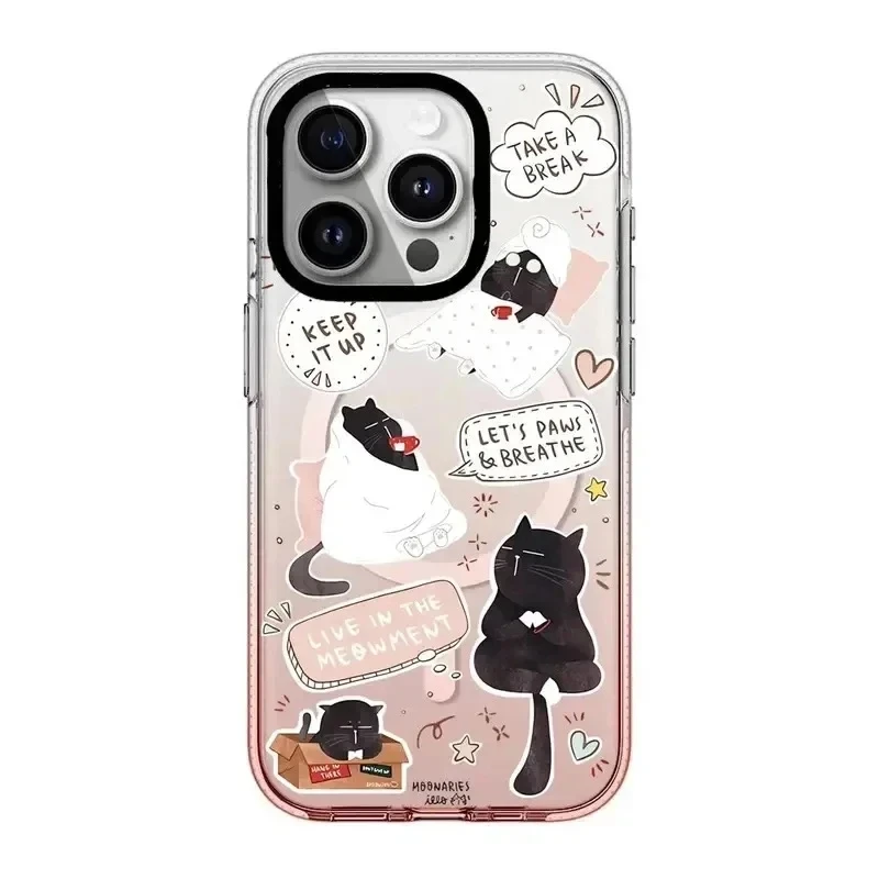 

Dog Cat Rabbit Graffiti Pink Gradient Transparent Border iPhone 13 14 15 Pro Max Case with MagSafe