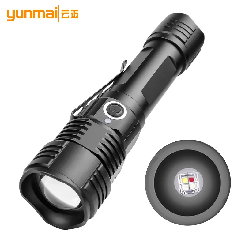 

4-Color Tactical Flashlight - XPE LED with UV Beams, USB Rechargeable for Law Enforcement, Hunting, & Night Vision Security
