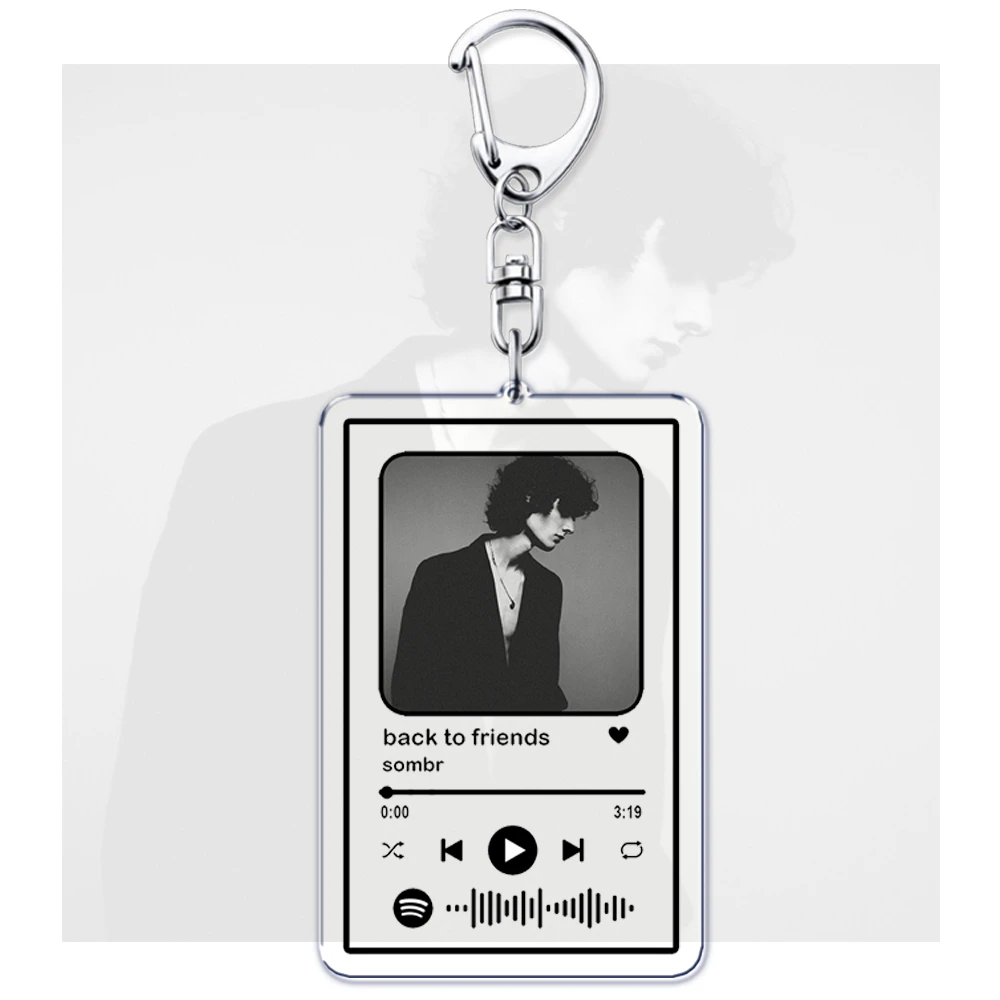 Hot Singer Sombr Songs Keychains for Women Accessories Bag Back To Friends Caroline Music Code Keying Jewelry Fans Friends Gifts