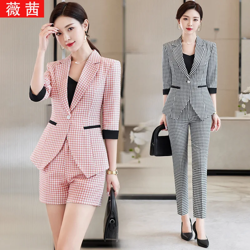 

2023 Summer Half Sleeve Ol Business Wear Women's Suits Suit Pants Business Formal Wear Graceful Fashionable Set Overalls