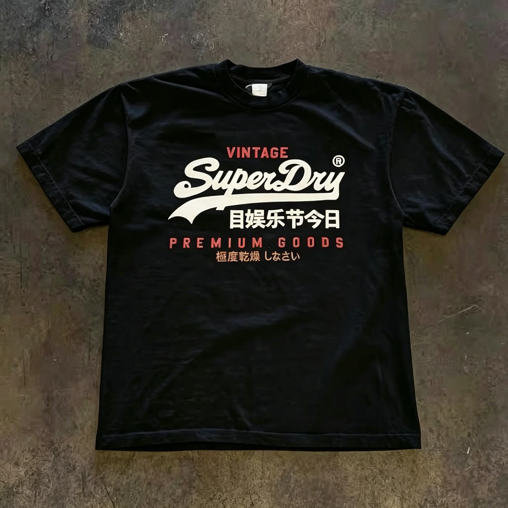 Retro SuperDry Style Japanese Logo Graphic T Shirt for Men 100_ Cotton Oversized Streetwear White 2026 New image 3