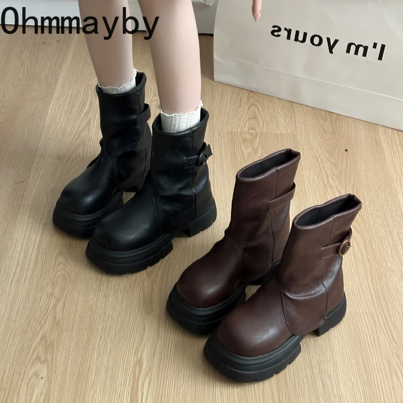 

Женские ботильоны на платформе, увеличивающие рост, женские повседневные шорты без шнуровки, современные короткие Botas Zapatos De Mujer