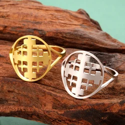 Dawapara Holy Jerusalem Cross Ring Crusader Knight Templar Ring Christian Gift Stainless Steel Religious Jewelry
