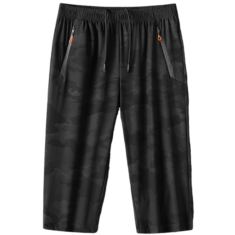 

Summer Thin Men's Casual Sports Crop Pants mid Waist Youth Athletic Trousers Parallel Legs Anti-Wrinkle Faion Fast Dry Sle