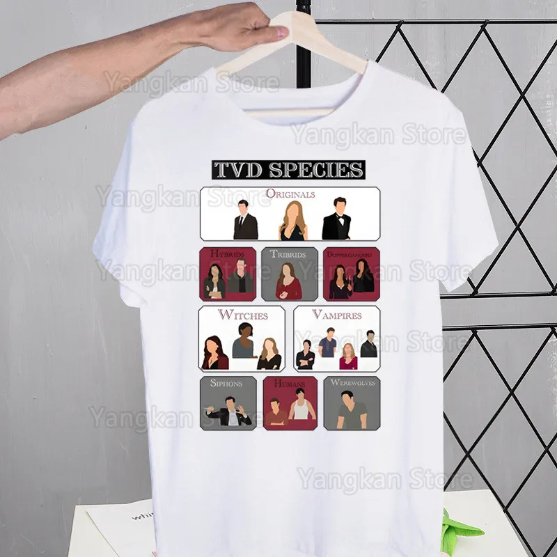 Damon Salvatore The Vampire Diaries Tshirts Men Shirt Harajaku Chronicles Vampiricas Summer Streetwear Casual Tee Short Sleeve view 4