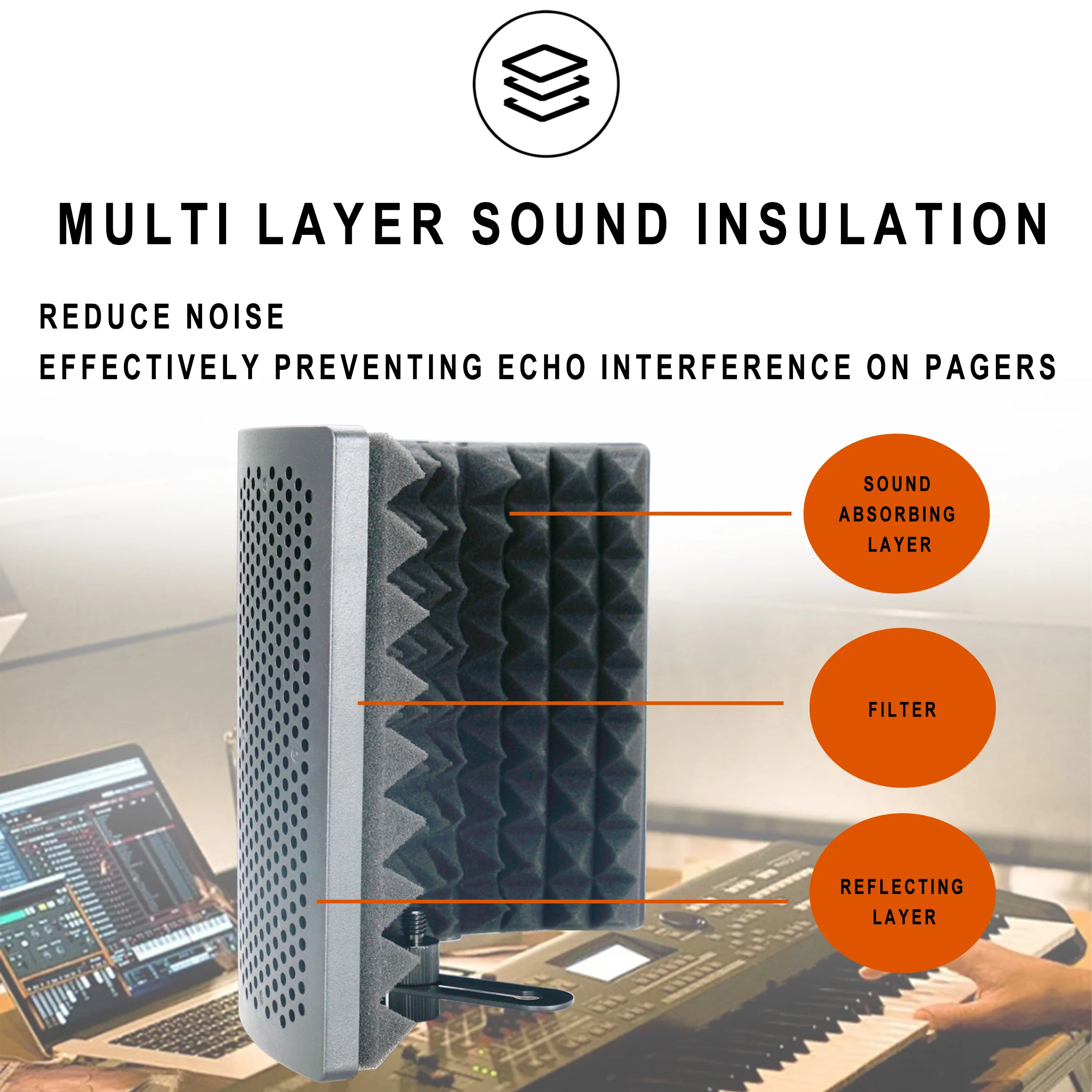 Microphone Isolation Shield, Foldable Mic Shield with Triple Sound Insulation Podcasts, Singing, and Broadcasting