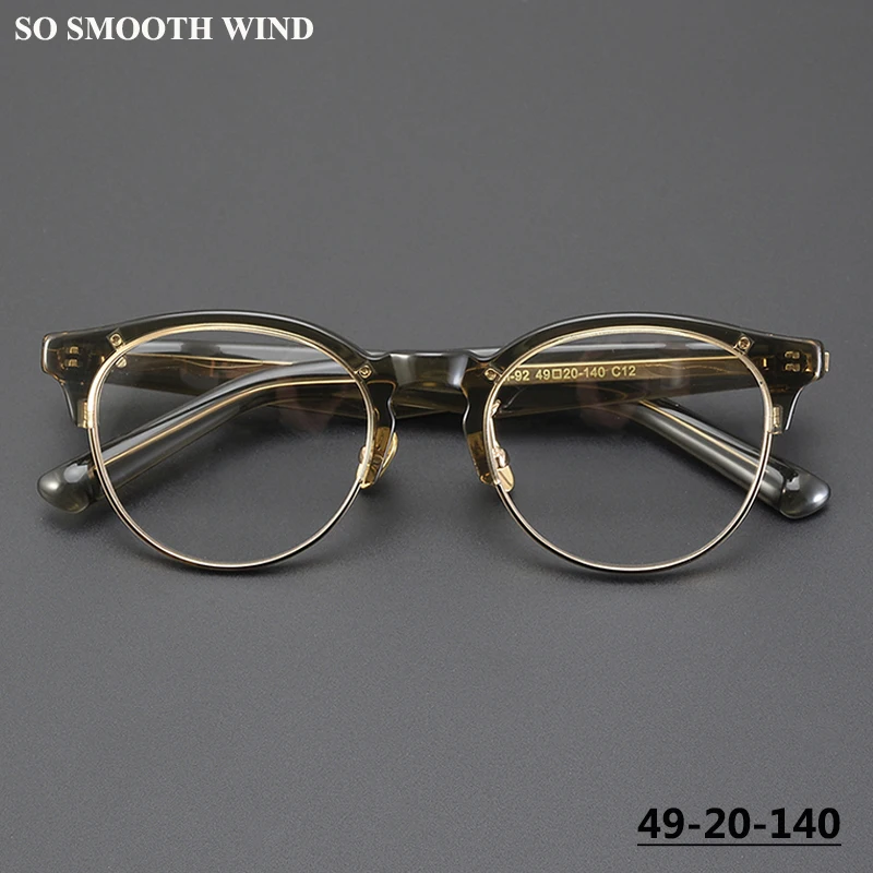 

Круглая ацетатная оправа для очков ручной работы, мужская высококачественная оправа для очков, женские винтажные очки, японский дизайнер M-992