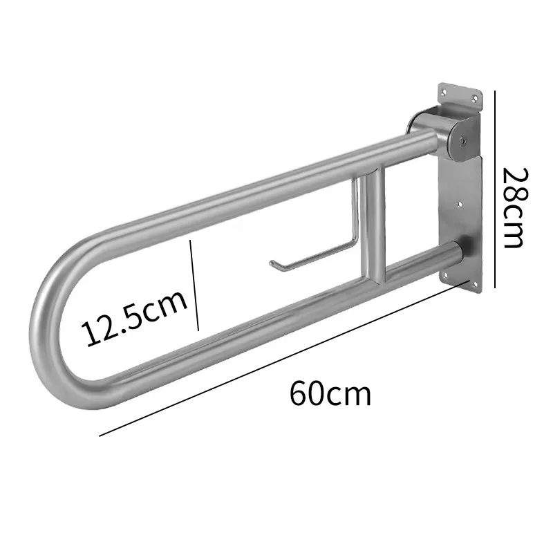 bathroom accessories Stainless Steel Toilet Handrail Foldable U-Shaped Wall-Mounted Safe Barrier- Anti-Slip for Elderly in Bathr