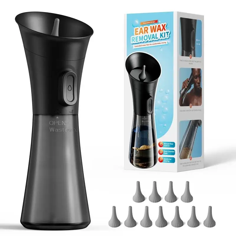 1 Set Ear Cleaning Irrigator With Nozzles Two-Chamber Ear Irrigation Kit