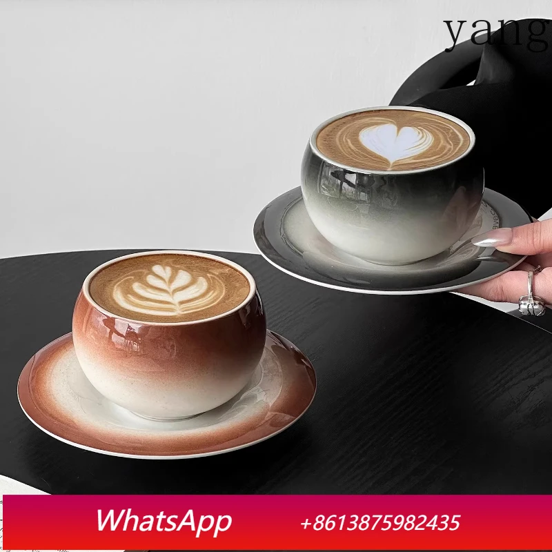 

LMM retro ceramic egg cup exquisite latte cup niche high-end coffee cup saucer