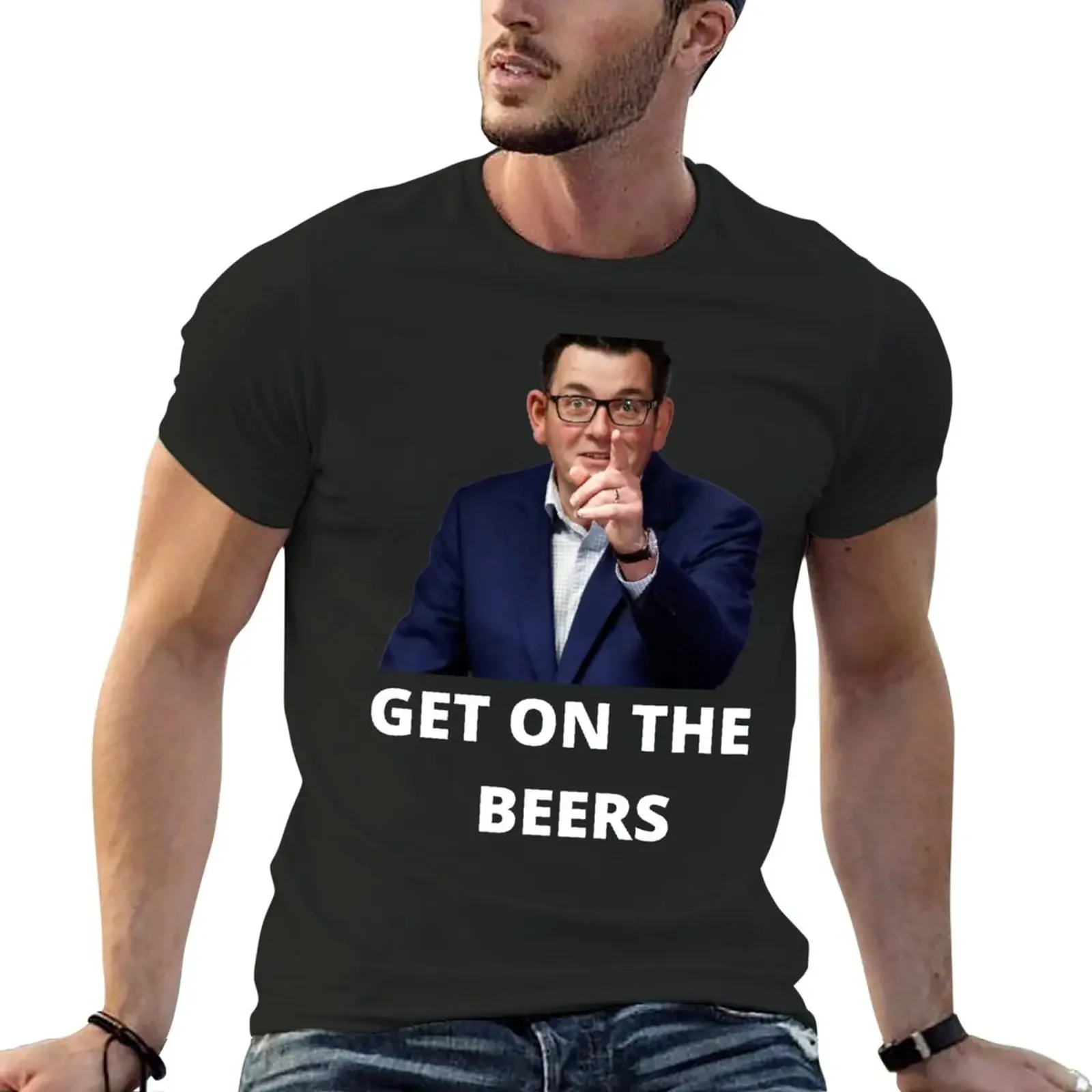 

Dan Andrews - Get On The Beers Sticker T-Shirt customs summer tops mens graphic t-shirts big and tall