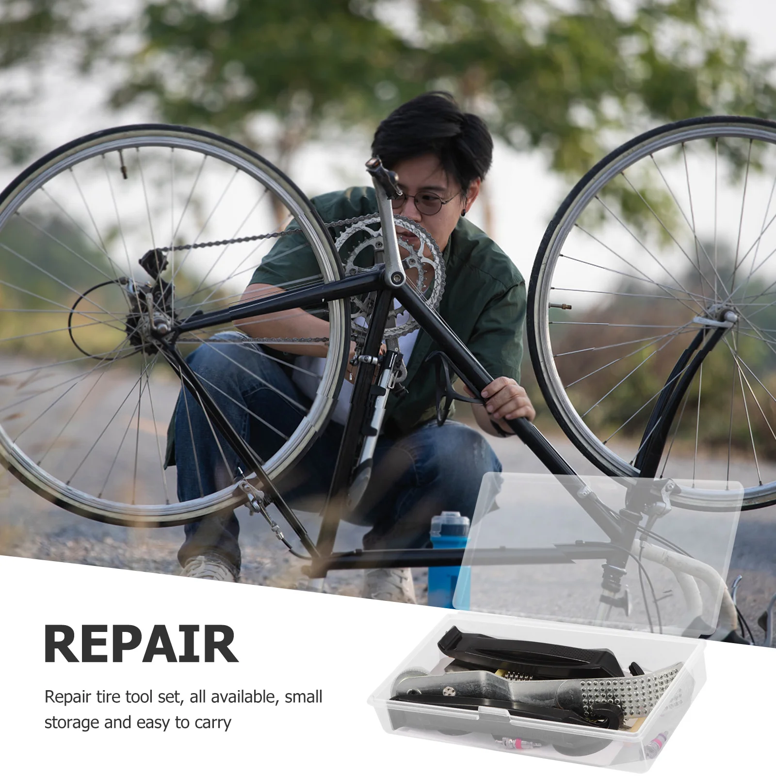 

1Set Bike Tire Repair Kit Portable Self-Adhesive Patch Bicycle Repair Tool Patch Kit for Road Mountain Bike Cycling Maintenance