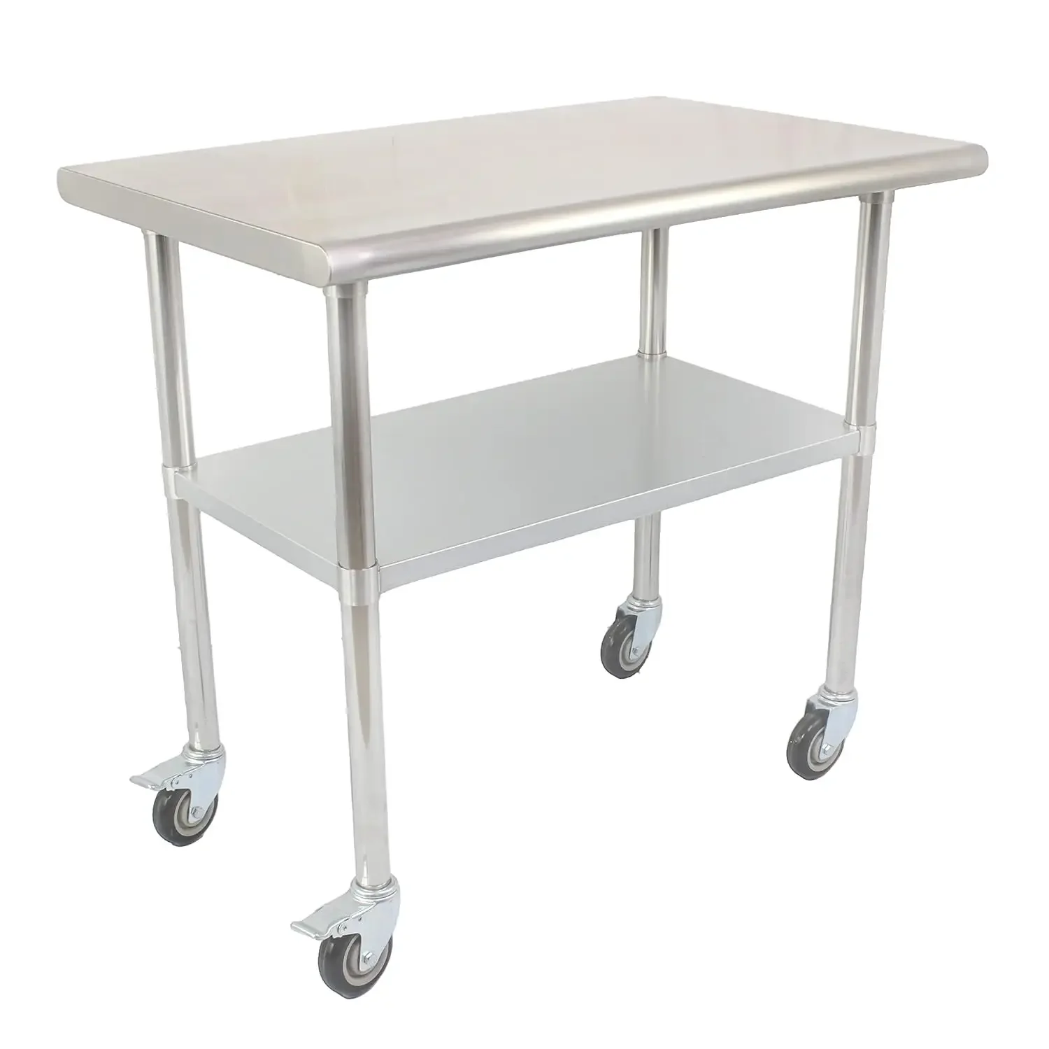 Stainless Steel Table,NSF Commercial Heavy Duty Kitchen Prep & Work Table on 4 Caster Wheels and with Adjustable Und