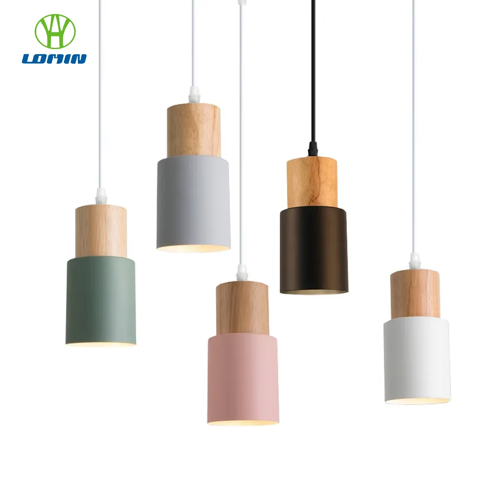 

Lomin Modern Bedside Pendant Lights Indoor Bedroom Decor Wood Hanging Lamp Fixtures E27 AC110V 220V