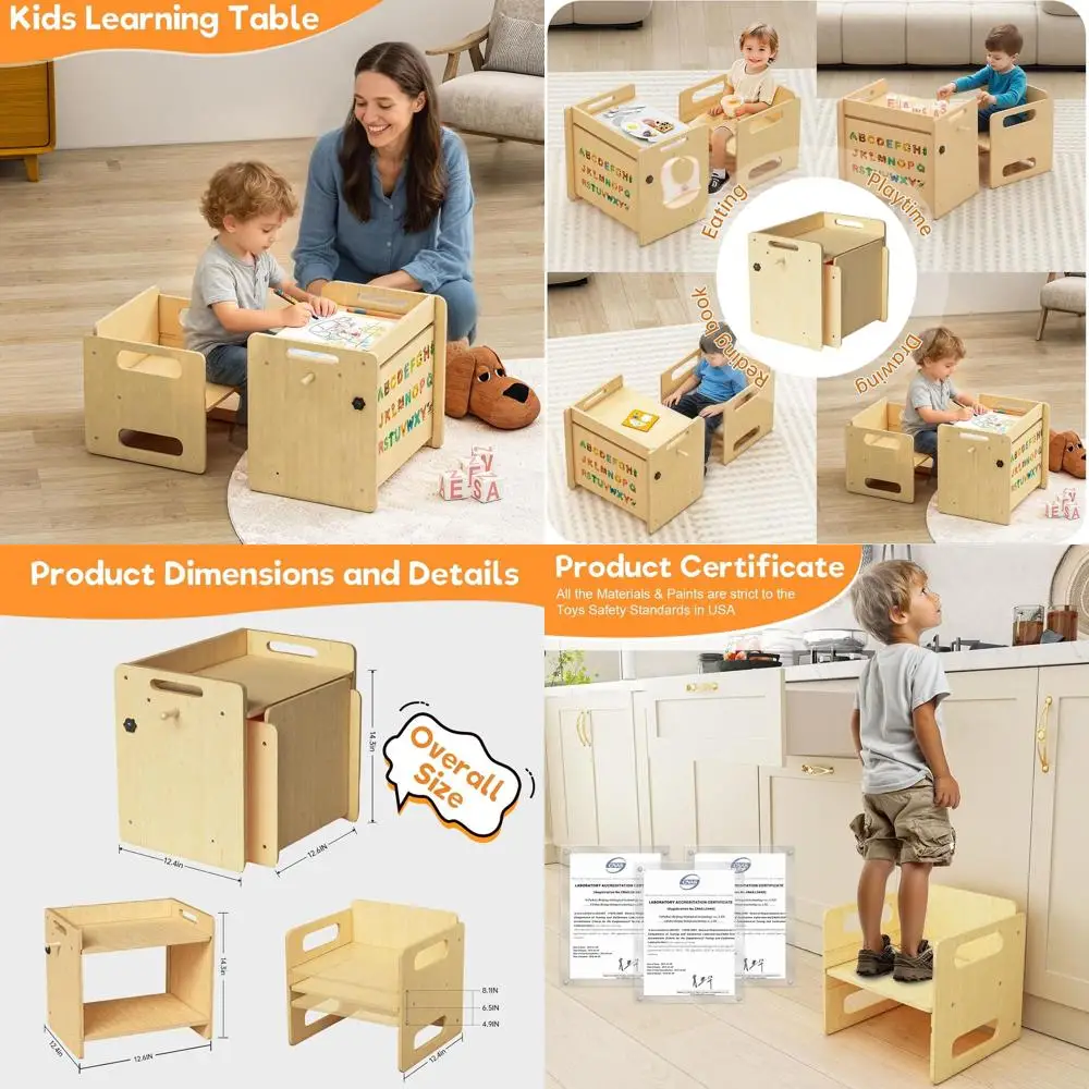 

Wooden Toddler Table and Chair Set for Weaning, Reading, Snacks, Play, and Learning