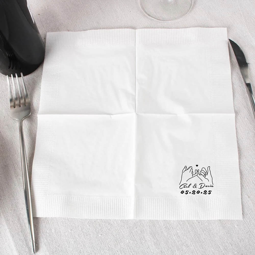 Custom 50pcs Cocktail Napkins Engagement Decoration Personalized Paper Napkins Drunk In Love White Wedding Cheers Napkins