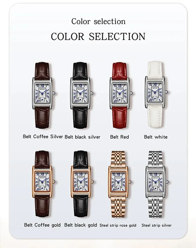 SANDA 1116 탑 쿼츠 무브먼트 우아한 시계, 직사각형 다이얼 디자인, 방수, 비즈니스 여성 아날로그 손목시계, 뉴 패션