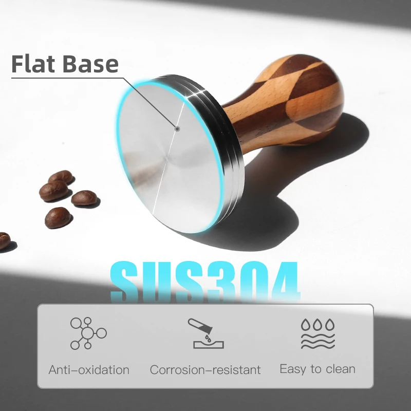Coffee Tamper 51mm 53mm 57mm 58mm 58.35mm 58.5mm 41mm 49mm Stainless Steel Wood Handle Delonghi Breville Accessory Barista Tools