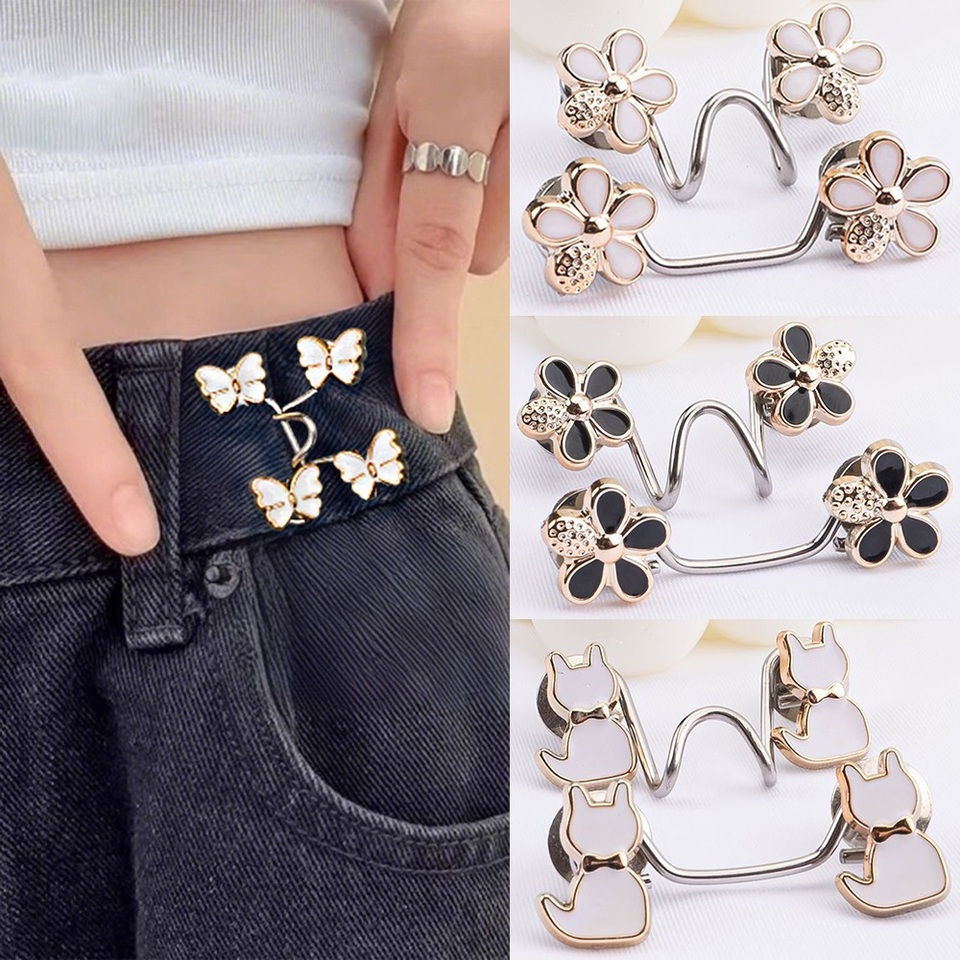  Adjustable Alloy Button Clip Pant Waist Tightener for Jeans No Sewing Required Easy Install Accessory for Quick Size Adjustment 
