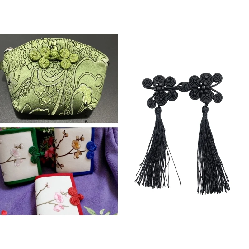 Cheongsam จีนปุ่มปม Fringe รูปร่าง Knot Fastener ชุด DIY เสื้อสเวตเตอร์ถัก X4YC