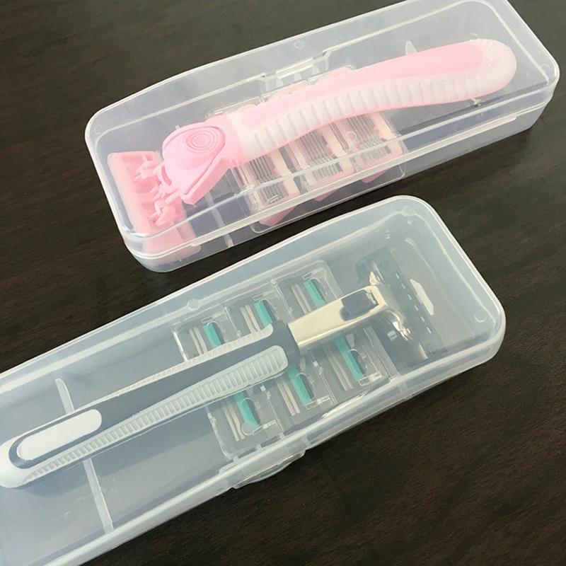 Portable Razor Box Travel Razor Case Plastic Razor Blades Storage Box Shaving Machine Container Holder Shaver Box Transparent