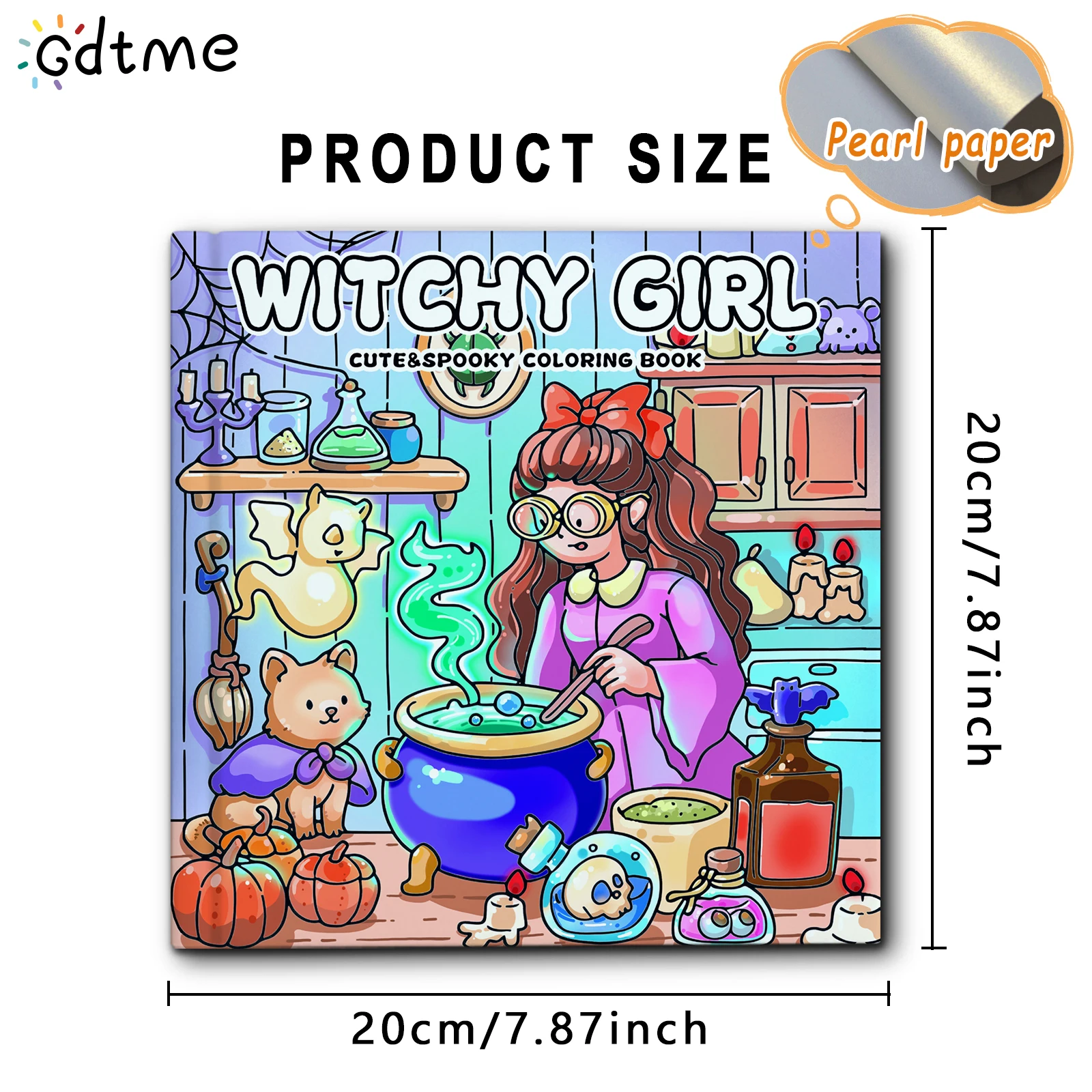 WITCHY GIRL Niedliches Gruseliges Malbuch für Erwachsene, Einfache, kräftige Linienmuster, Stressabbau, Freizeit, Graffiti-Zeichnung, Geschenkbuch – Detail 3