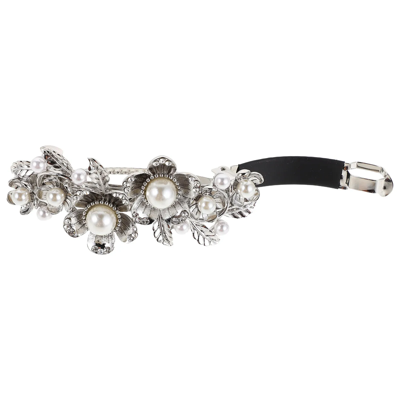 

Pearl Flower Hair Clip Vintage Rhinestone Metal Large Claw Clip Bridal Wedding Barrette Elegant Floral Crystal Hairpin