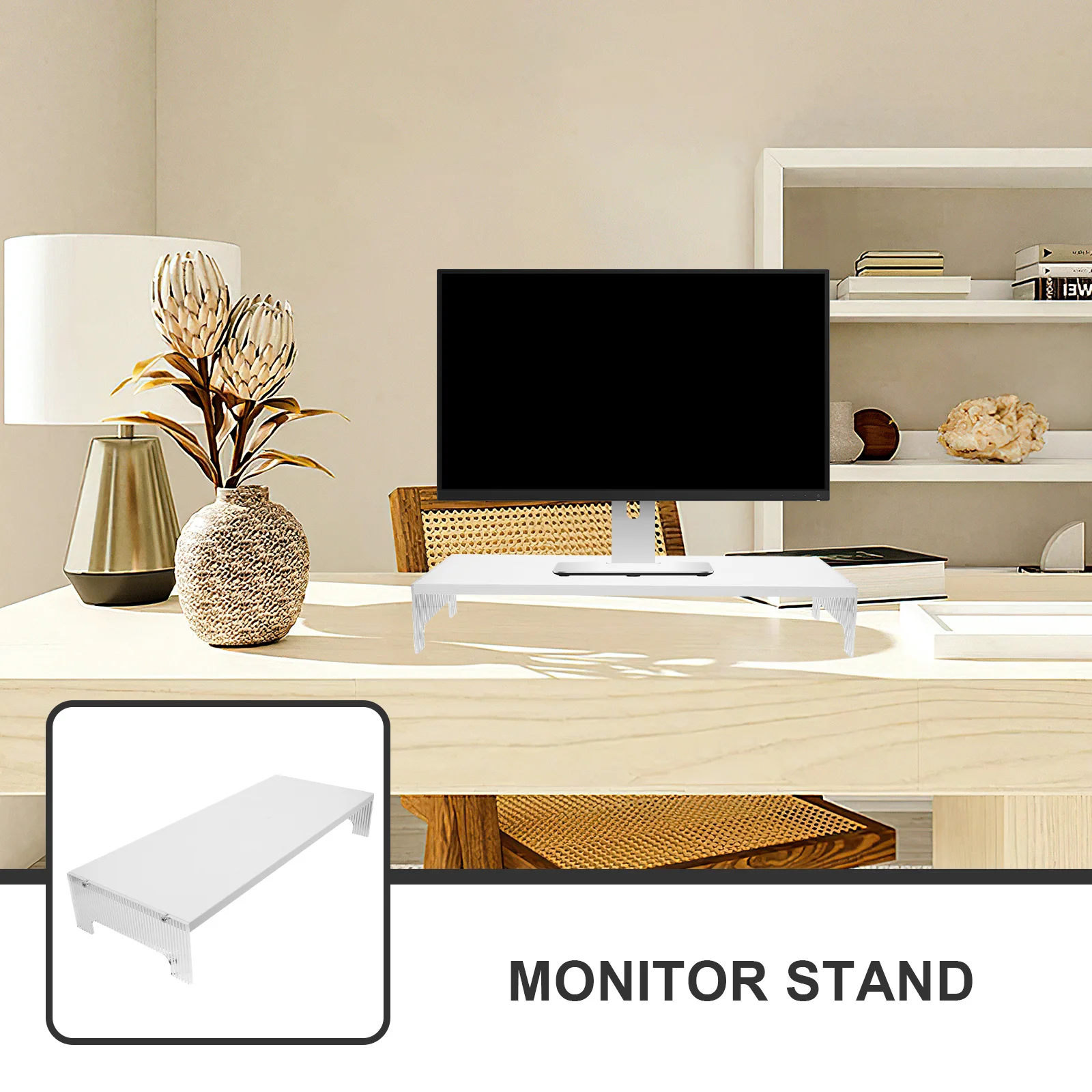 

Monitor Stand Computer Riser Acrylic Desktop Organizer Laptop Holder Computer Screen Heightening Stand Monitor Storage Rack