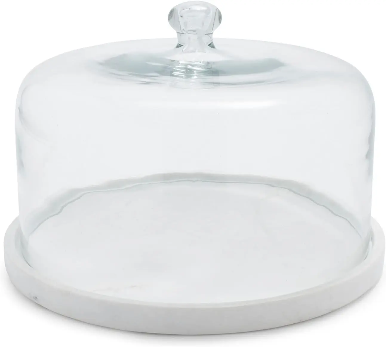 

Elegant Glass Cloche with White Marble Base for Cakes, Pies, and Party Serving