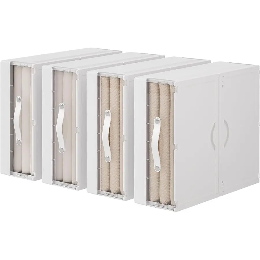 

Пластиковые органайзеры для хранения, 4 шт., складные органайзеры для шкафа с ручкой, контейнеры для хранения постельного белья, одеял и др.