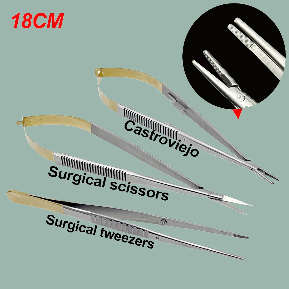 Dental Orthodontic Implant Castroviejo Needle Holders Ce Tool Implant Straight Forceps with Tc 18Cm Dentist Instrument Tools