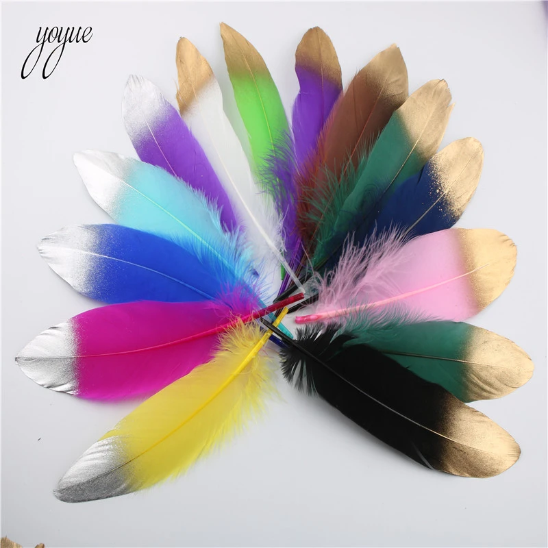 20Pcs/Lot High Quality Gold Goose Feathers 15-20cm/6-8inch Plume Decoration Accessories Wedding Decoration Feathers For Crafts