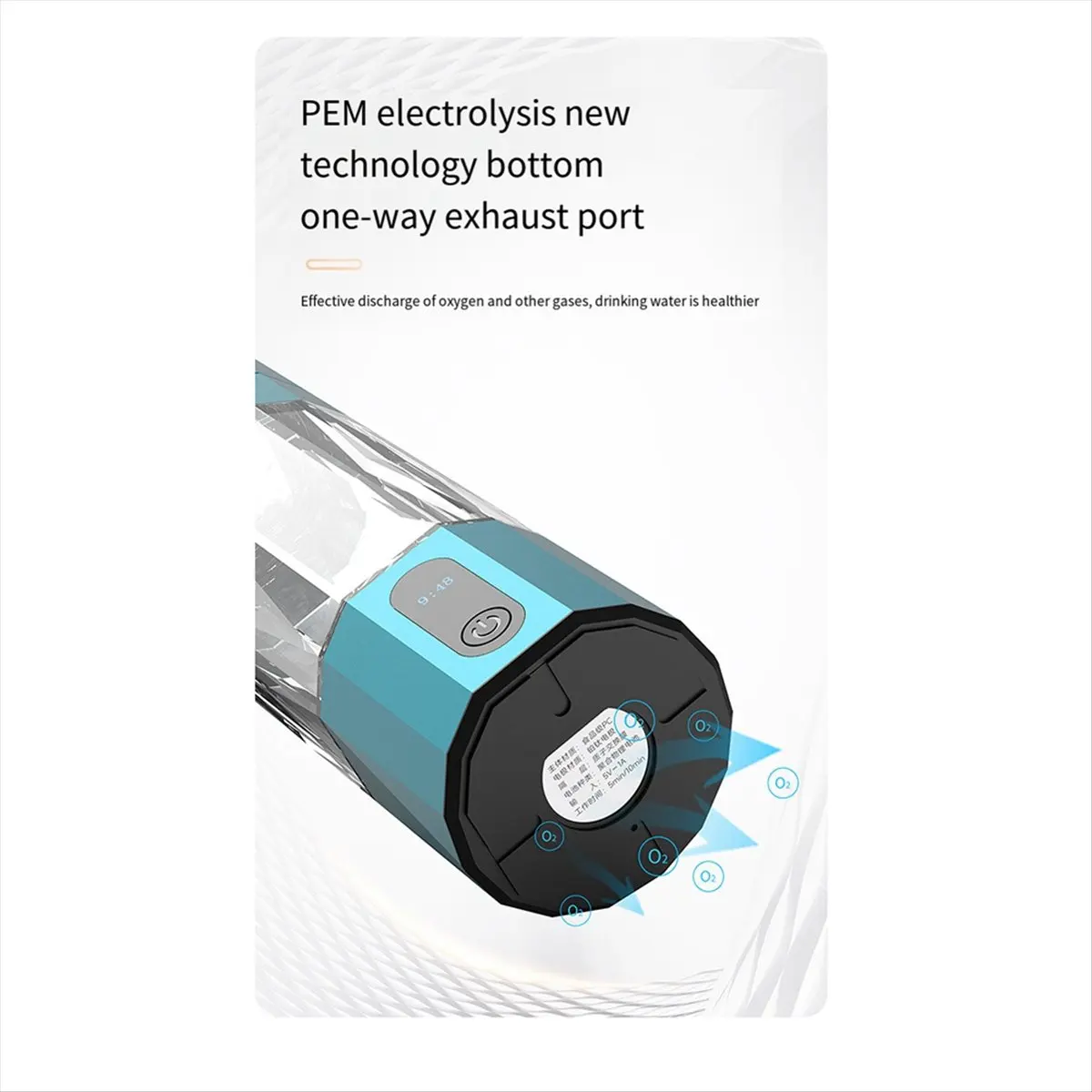 

lucky PEM Electrolysis Hydrogen Generator 8000PPB Display Portable Rechargeable Hydrogen Water Bottle Blue