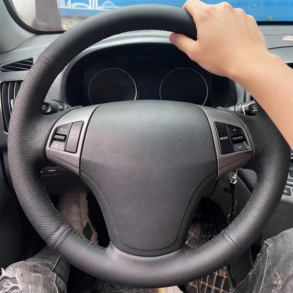 Auto-Innenzubehör Handgenähter rutschfester Mikrofaser-Leder-Lenkradbezug 2008 - 2010 für Hyundai Elantra.