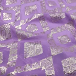 Popular Hot Sale Fashion Printing Silk Metallic Fabric Georgette Luxury Purple Shiny Lurex Elegant for Fashion Women Clothing