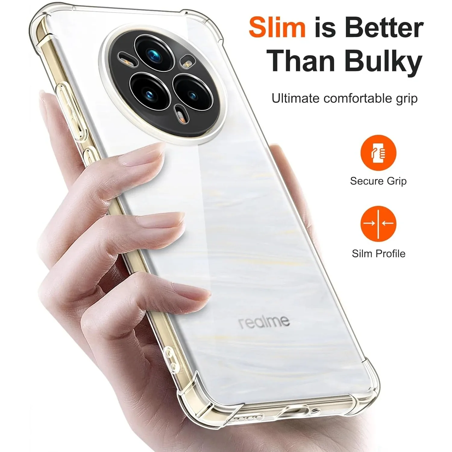 Przezroczyste silikonowe etui na telefon z narożnikami typu airbag, odporne na wstrząsy, do Realme 14 Pro Plus Lite 14 Pro+ 14X 14T 4G 5G, miękka tylna obudowa. — zdjęcie produktu 2