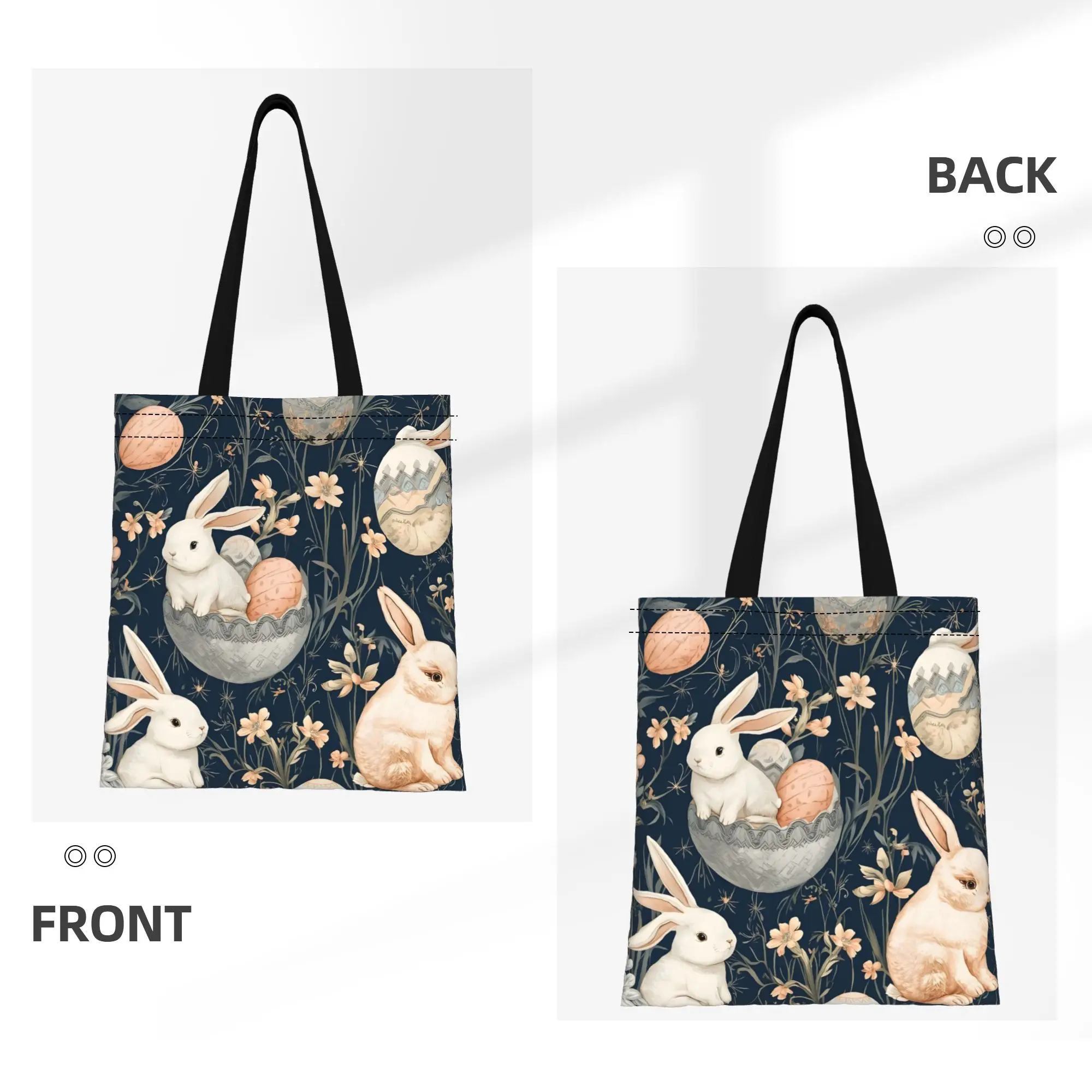 1PC Bunny With Egg Easter Bunny Vibes Canvas Tote Bag Perfect for Shopping & Personal Use Great Gift