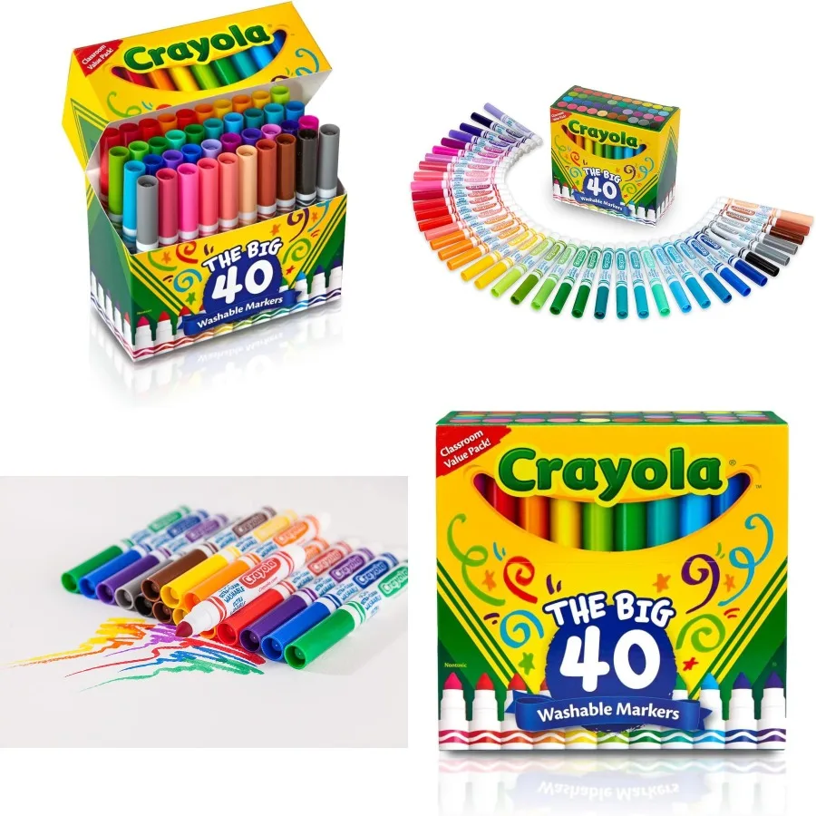 

Моющиеся маркеры Crayola Ultra Clean Цветные маркеры 40 карат для идеальных художественных проектов и книг-раскрасок Идеальный чулок