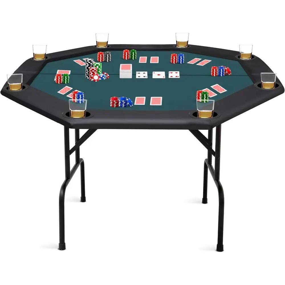 

Портативный восьмиугольный стол для покера Texas Hold'em на 8 игроков со складными ножками для карточных игр и азартных ставок в стиле казино