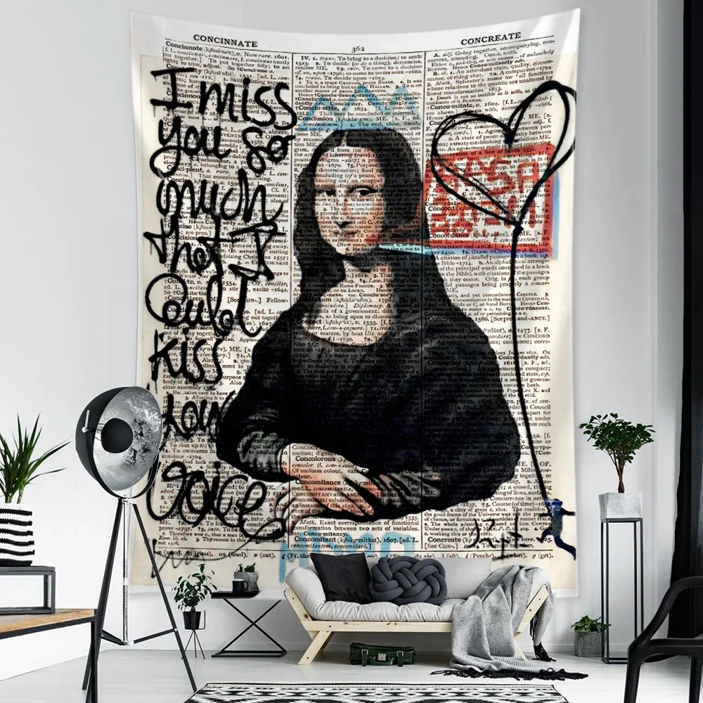 1pc Graffiti Tapestry Wall Hanging Boho Style Psychedelic Witchcraft Hippie Tapiz Bedroom Art Home Decor