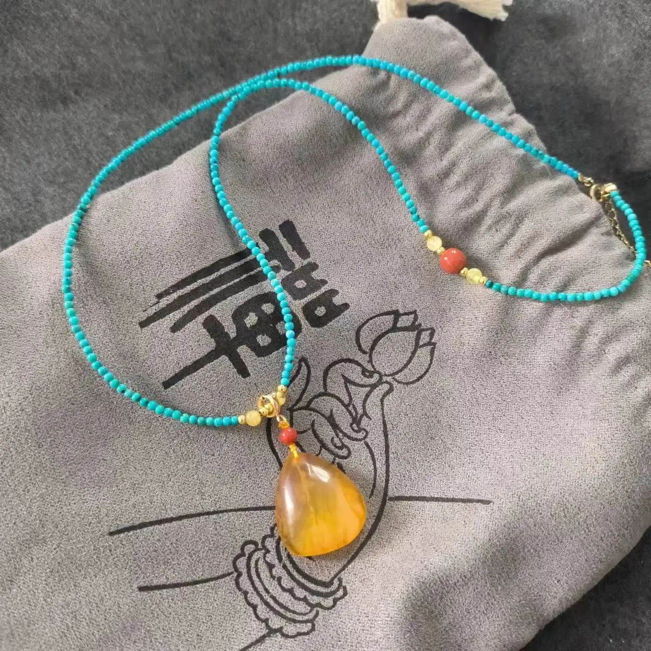 

1pcs/lot Natural amber pendant Bracelet Female Turquoise Balls agate S925 silver designer style gem jewelry amulet folk-custom